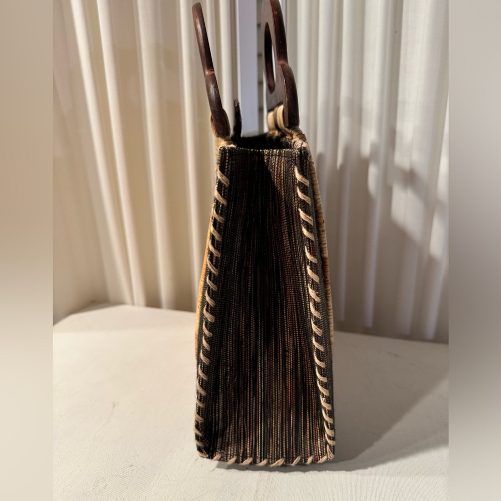 Wicker and Textile Handbag - Picture 5 of 9